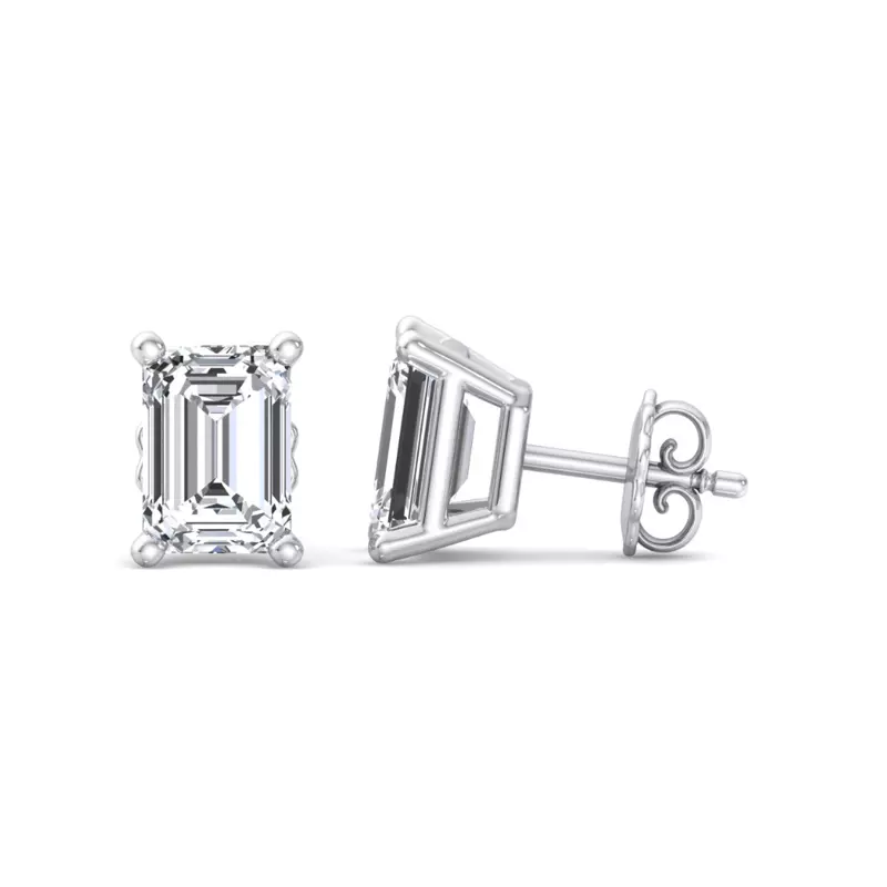 14K White Gold Emerald-Cut Lab Diamond Earrings (2 ct. tw.)