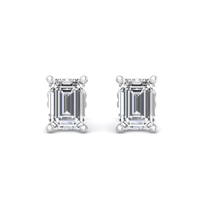 14K White Gold Emerald-Cut Lab Diamond Earrings (2 ct. tw.)