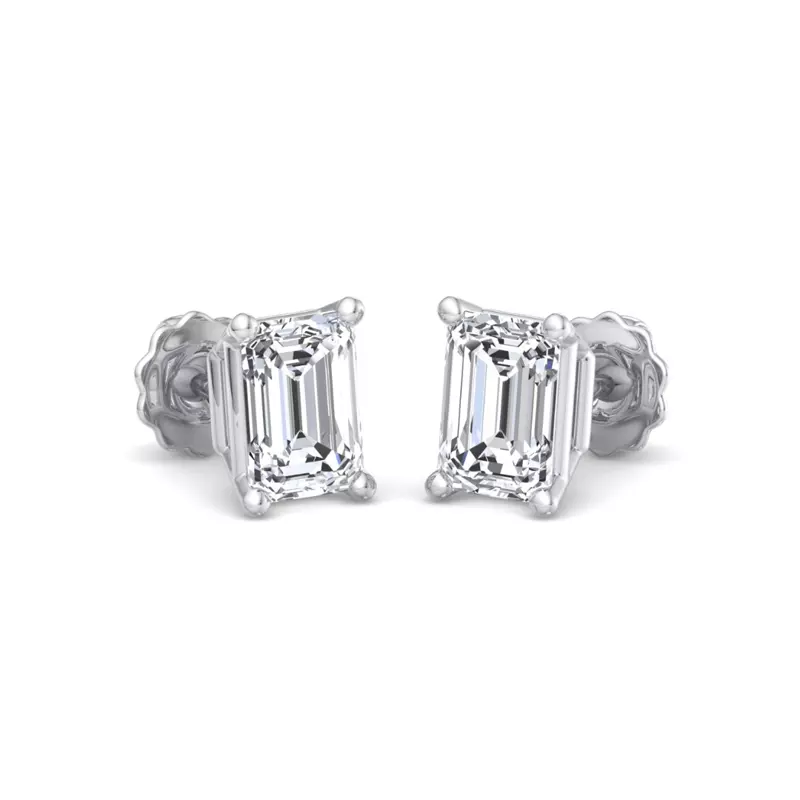14K White Gold Emerald-Cut Lab Diamond Earrings (2 ct. tw.)