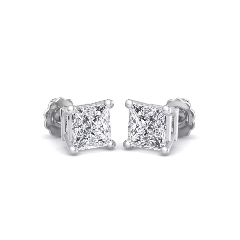 14K White Gold Princess-Cut Lab Diamond Earrings (1 ct. tw.)