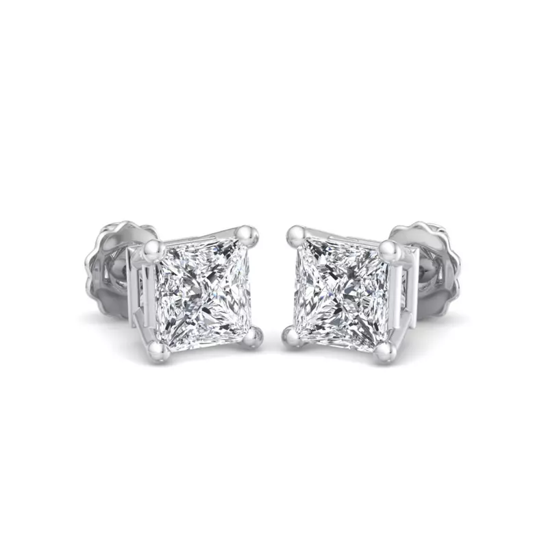 14K White Gold Princess-Cut Lab Diamond Earrings (2 ct. tw.)