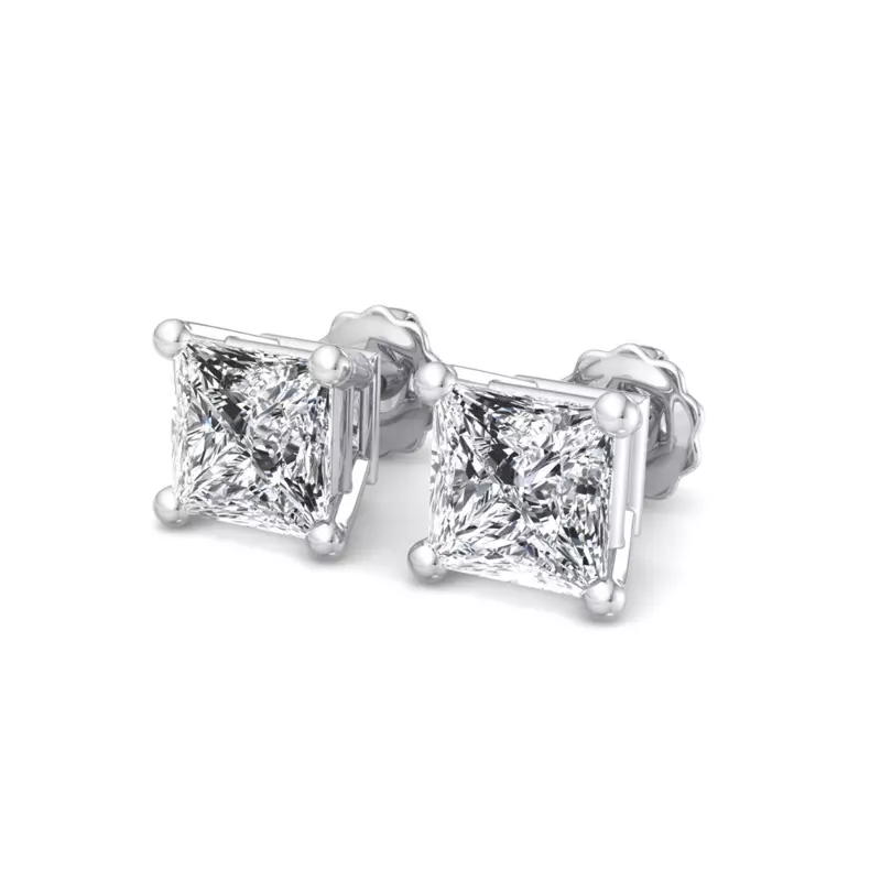 14K White Gold Princess-Cut Lab Diamond Earrings (2 ct. tw.)