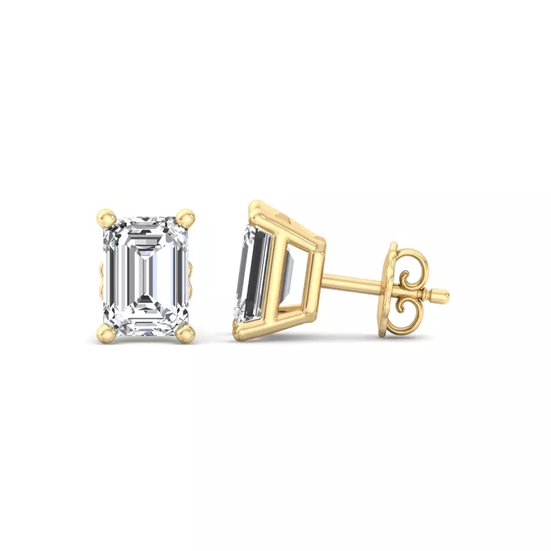 14K Yellow Gold Emerald-Cut Lab Diamond Earrings (1 ct. tw.)