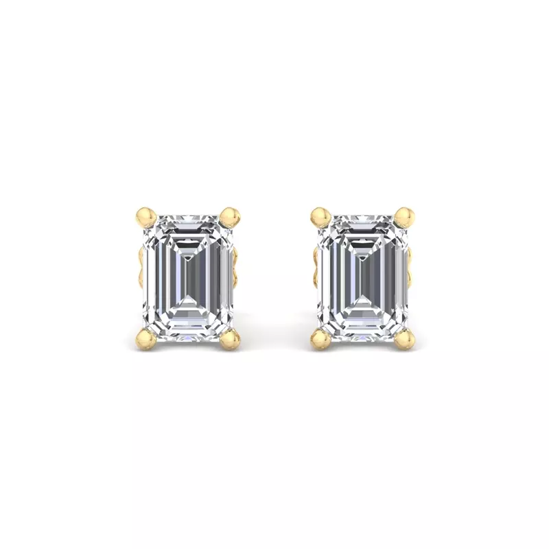 14K Yellow Gold Emerald-Cut Lab Diamond Earrings (1 ct. tw.)