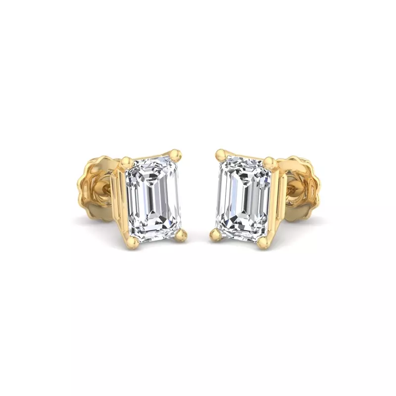 14K Yellow Gold Emerald-Cut Lab Diamond Earrings (1 ct. tw.)