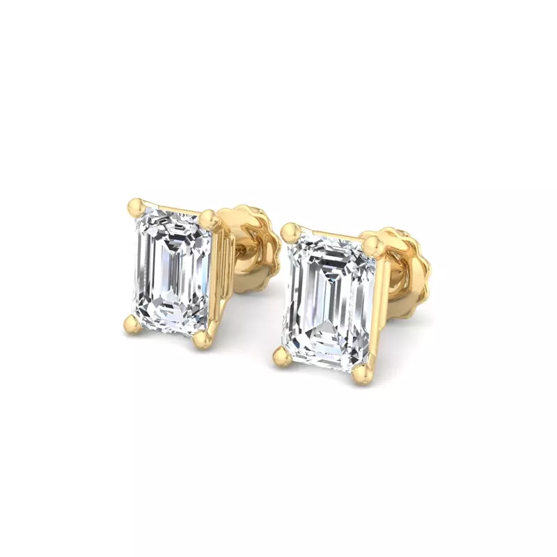 14K Yellow Gold Emerald-Cut Lab Diamond Earrings (1 ct. tw.)