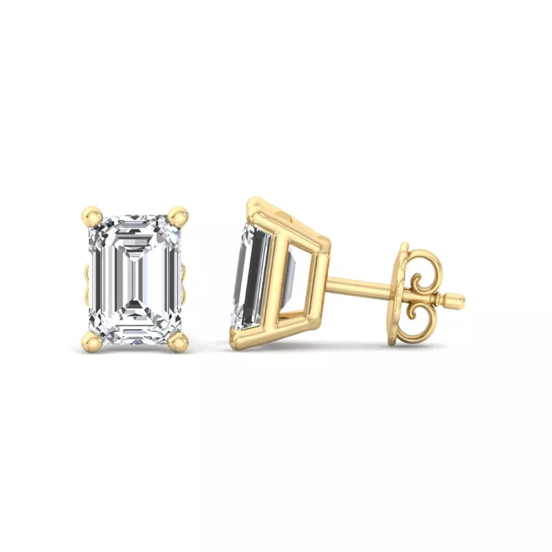 14K Yellow Gold Emerald-Cut Lab Diamond Earrings (2 ct. tw.)