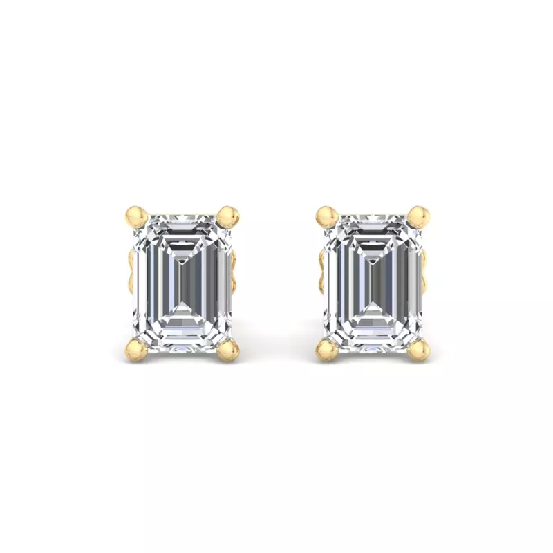 14K Yellow Gold Emerald-Cut Lab Diamond Earrings (2 ct. tw.)