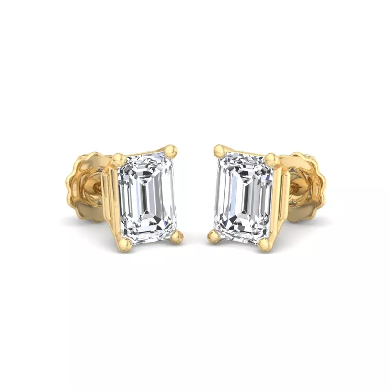 14K Yellow Gold Emerald-Cut Lab Diamond Earrings (2 ct. tw.)