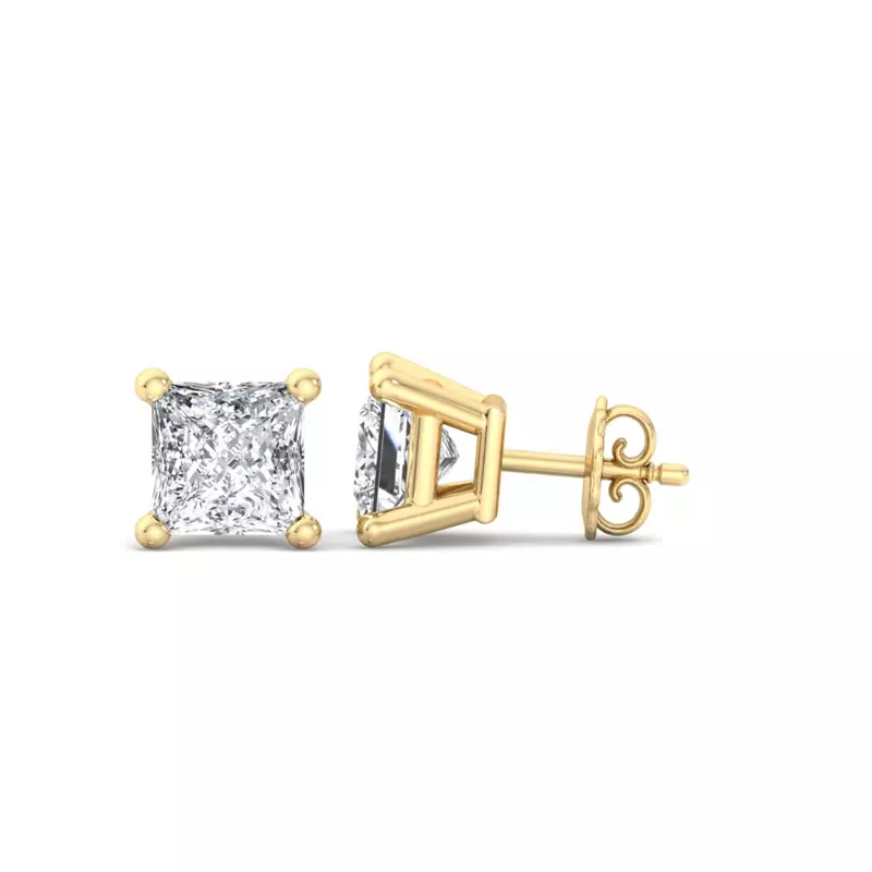 14K Yellow Gold Princess-Cut Lab Diamond Earrings (1/2 ct. tw.)