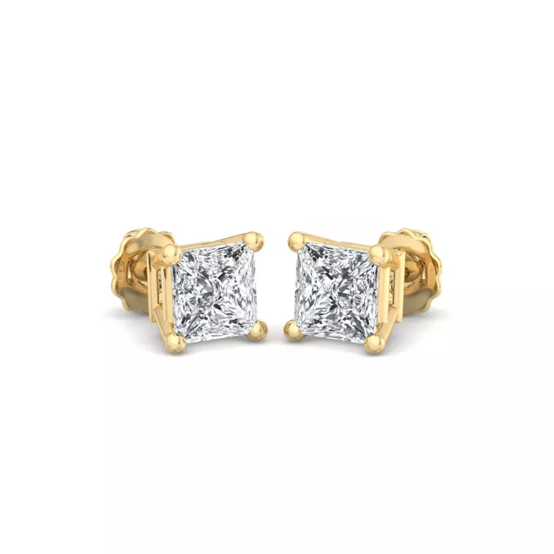 14K Yellow Gold Princess-Cut Lab Diamond Earrings (1/2 ct. tw.)
