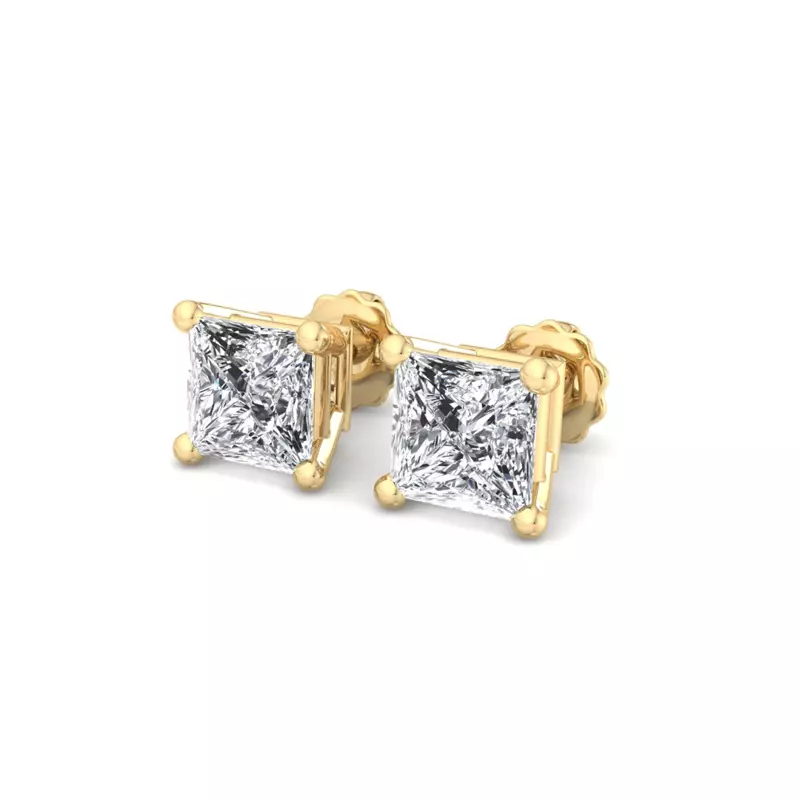 14K Yellow Gold Princess-Cut Lab Diamond Earrings (1/2 ct. tw.)