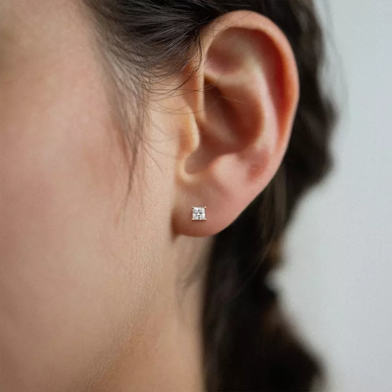 14K Yellow Gold Princess-Cut Lab Diamond Earrings (1/2 ct. tw.)