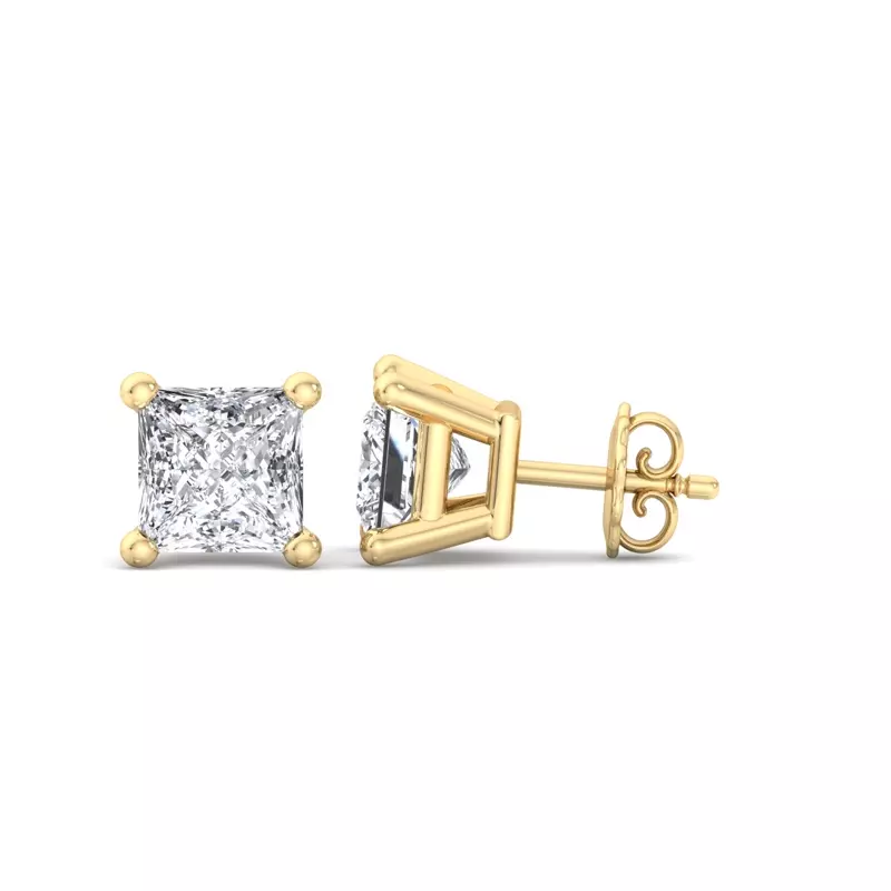 14K Yellow Gold Princess-Cut Lab Diamond Earrings (1 ct. tw.)