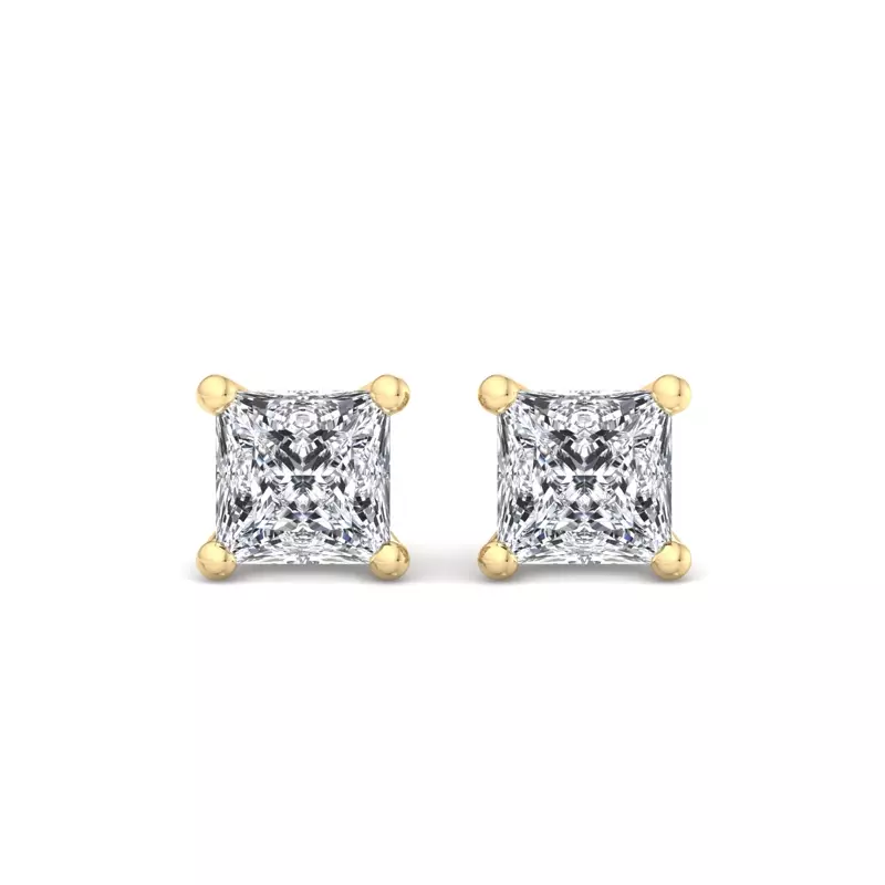 14K Yellow Gold Princess-Cut Lab Diamond Earrings (1 ct. tw.)