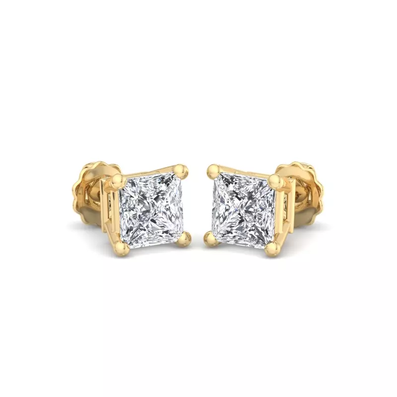 14K Yellow Gold Princess-Cut Lab Diamond Earrings (1 ct. tw.)