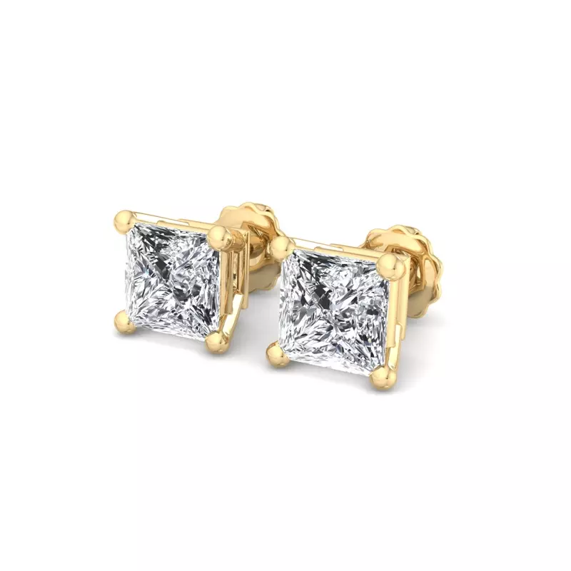 14K Yellow Gold Princess-Cut Lab Diamond Earrings (1 ct. tw.)