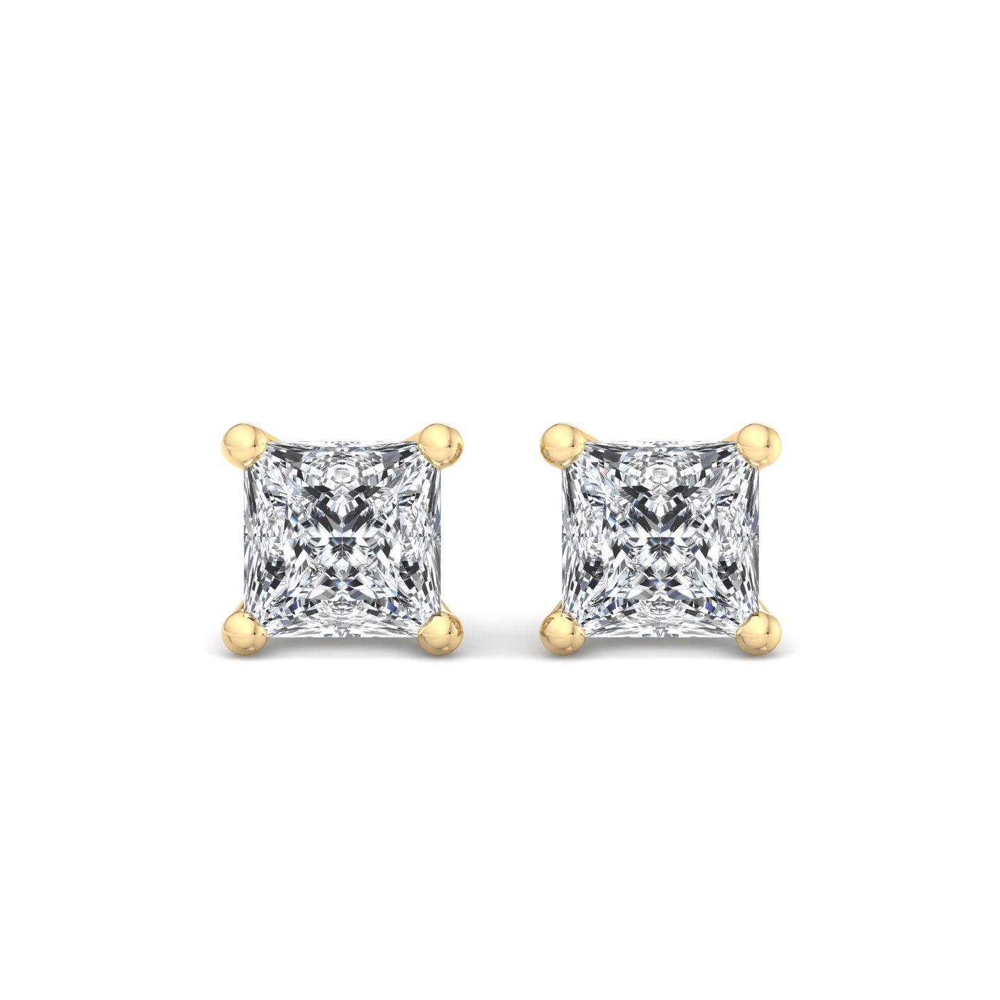 Princess-Cut Lab Diamond Earrings (1 ct. tw.) - 14K Yellow Gold