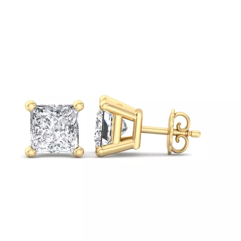 14K Yellow Gold Princess-Cut Lab Diamond Earrings (2 ct. tw.)