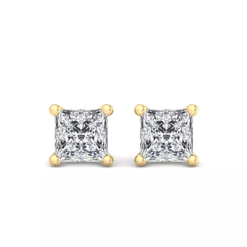 14K Yellow Gold Princess-Cut Lab Diamond Earrings (2 ct. tw.)