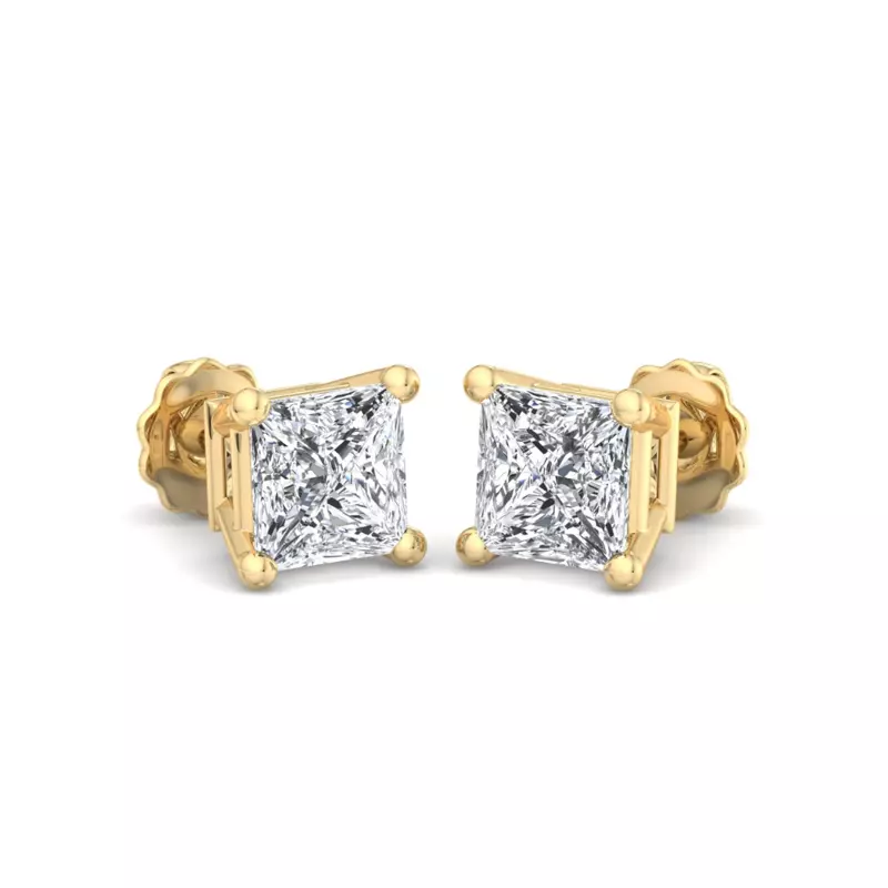 14K Yellow Gold Princess-Cut Lab Diamond Earrings (2 ct. tw.)