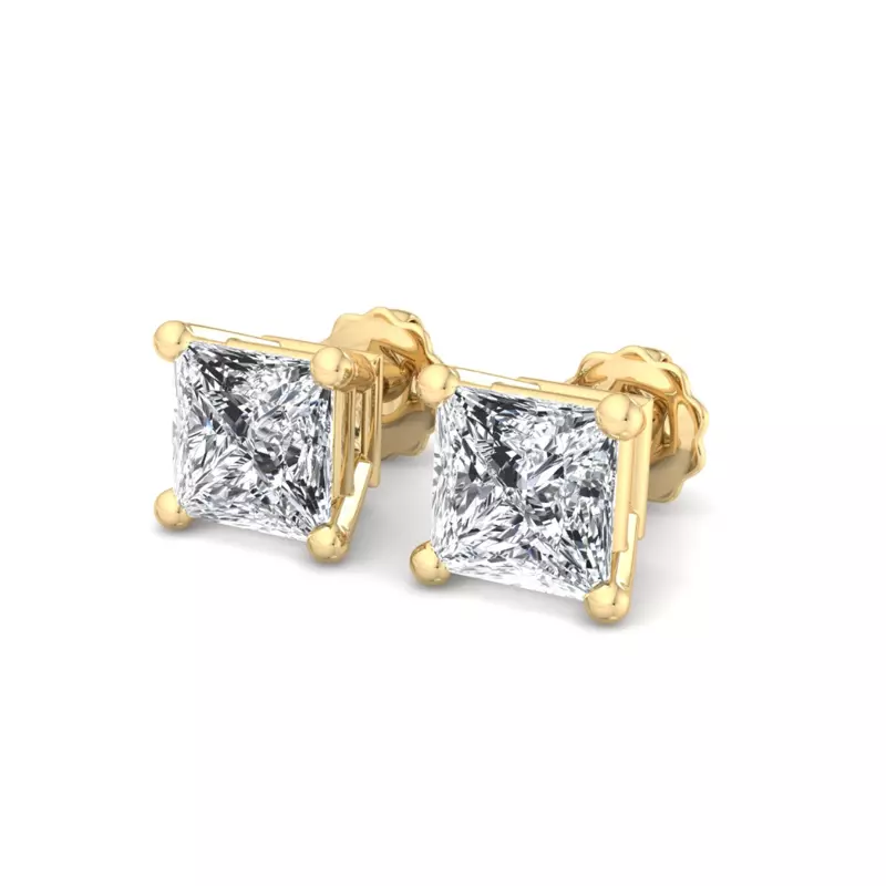 14K Yellow Gold Princess-Cut Lab Diamond Earrings (2 ct. tw.)