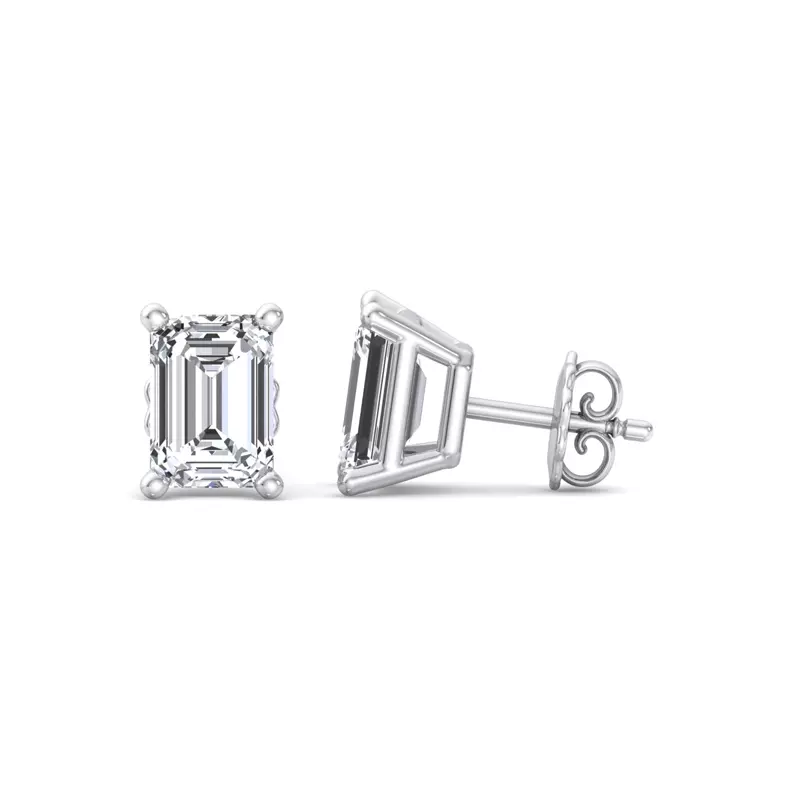 18K White Gold Emerald-Cut Lab Diamond Earrings (1 ct. tw.)