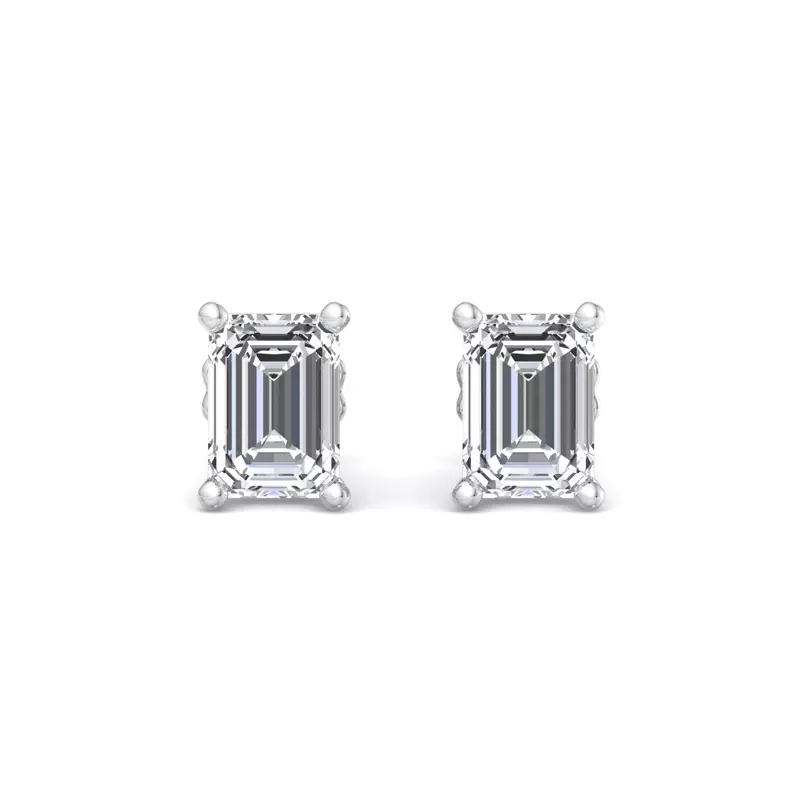 18K White Gold Emerald-Cut Lab Diamond Earrings (1 ct. tw.)