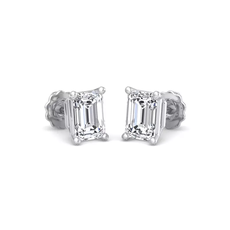 18K White Gold Emerald-Cut Lab Diamond Earrings (1 ct. tw.)