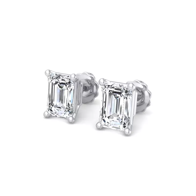18K White Gold Emerald-Cut Lab Diamond Earrings (1 ct. tw.)