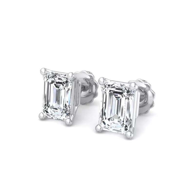 18K White Gold Emerald-Cut Lab Diamond Earrings (2 ct. tw.)