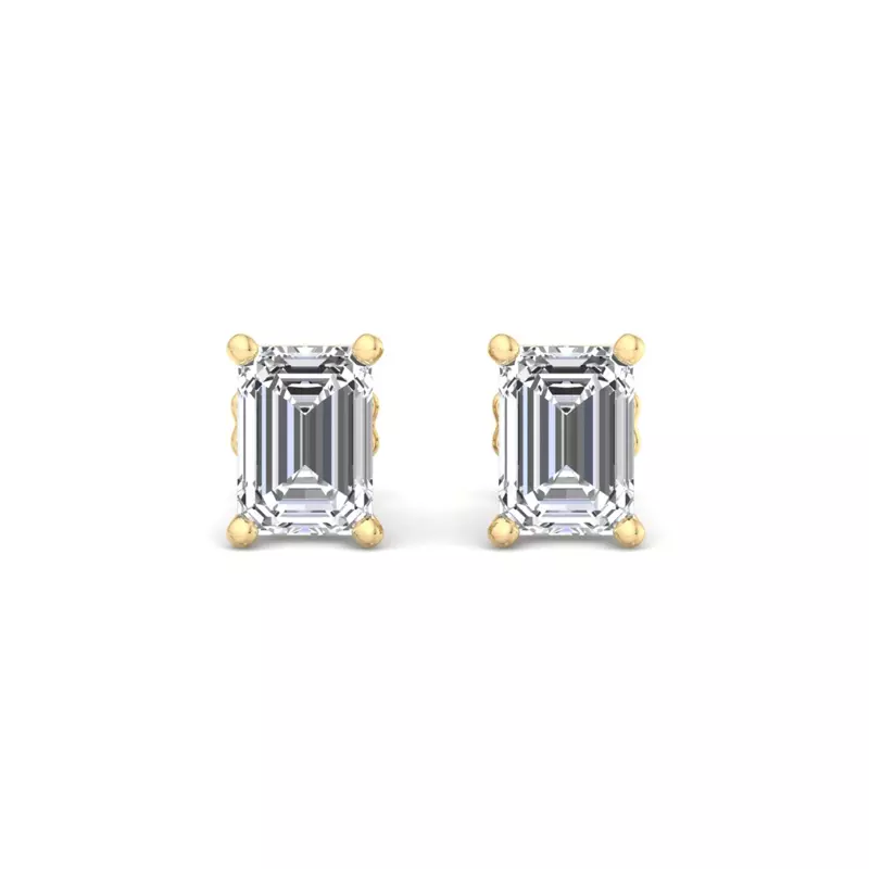 18K Yellow Gold Emerald-Cut Lab Diamond Earrings (1/2 ct. tw.)