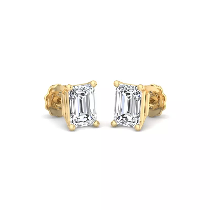 18K Yellow Gold Emerald-Cut Lab Diamond Earrings (1/2 ct. tw.)