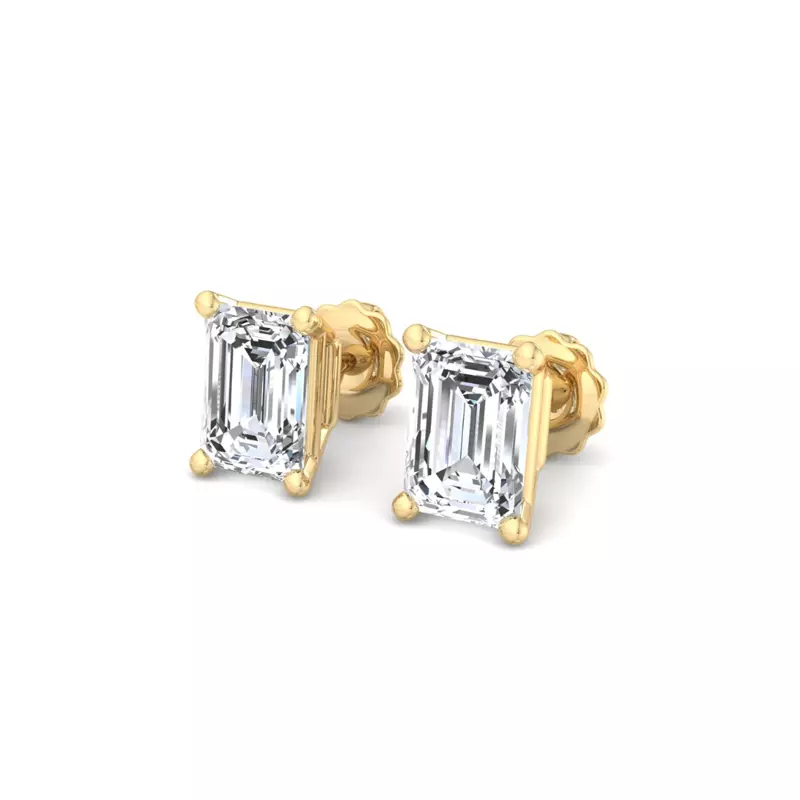 18K Yellow Gold Emerald-Cut Lab Diamond Earrings (1/2 ct. tw.)