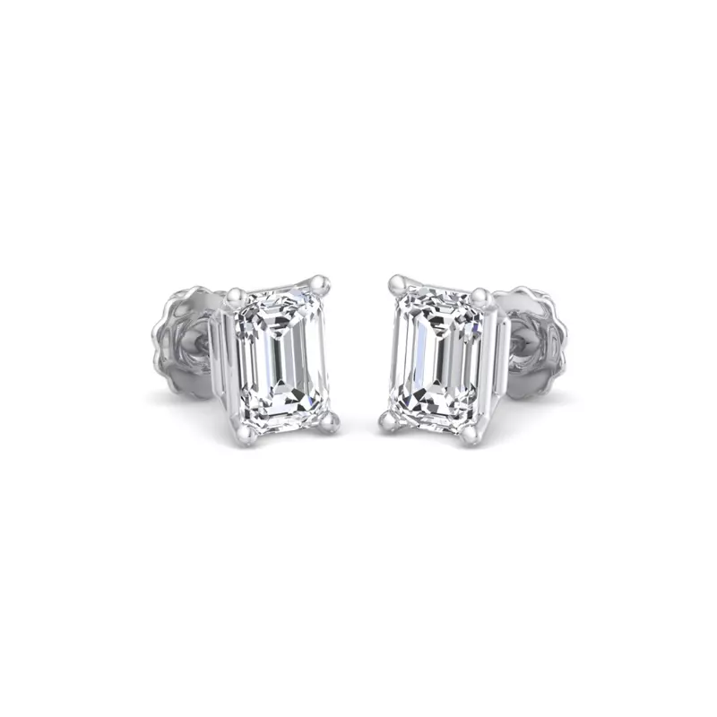 Platinum Emerald-Cut Lab Diamond Earrings (1/2 ct. tw.)