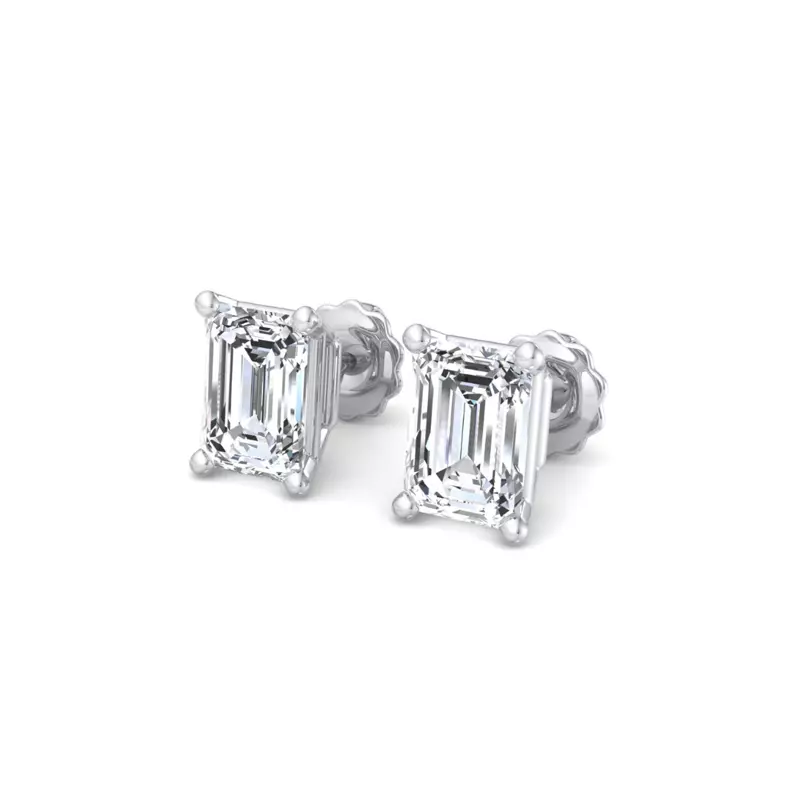 Platinum Emerald-Cut Lab Diamond Earrings (1/2 ct. tw.)