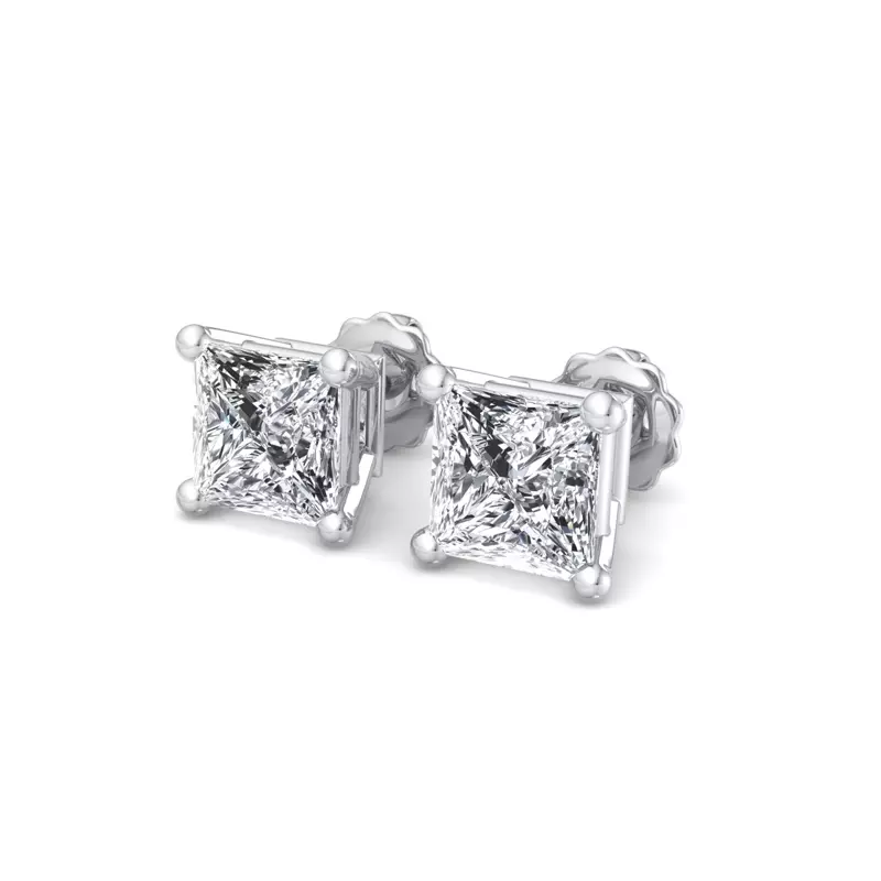 Platinum Princess-Cut Lab Diamond Earrings (1 ct. tw.)