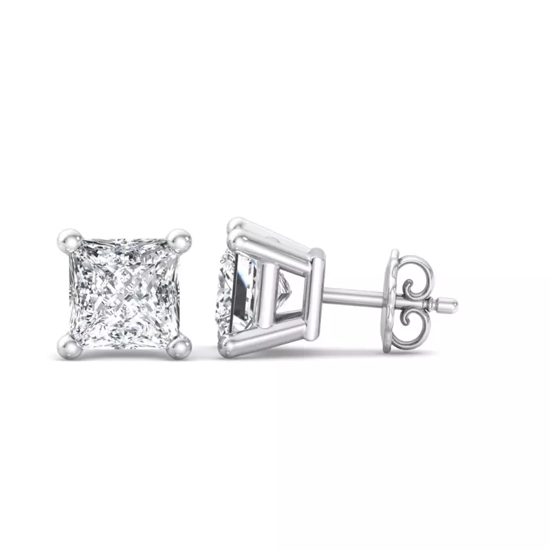Platinum Princess-Cut Lab Diamond Earrings (2 ct. tw.)