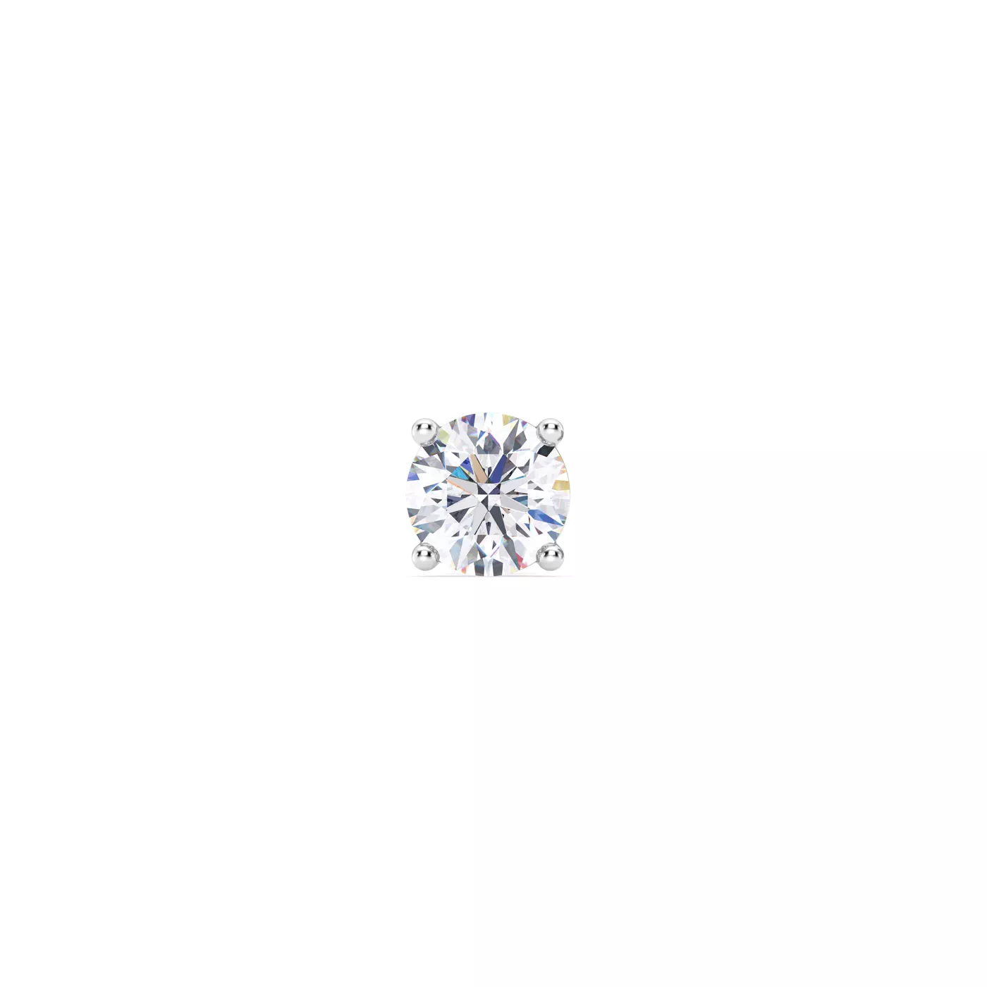 Single Stud With Screw-Back 14K White Gold Engagement Ring