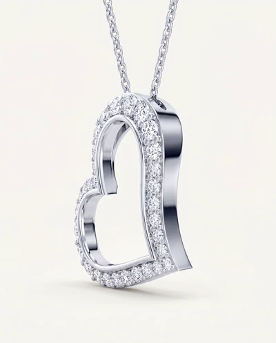Pavé Lab Diamond Heart Silver Pendant