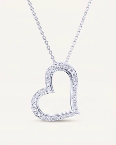Pavé Lab Diamond Heart Silver Pendant