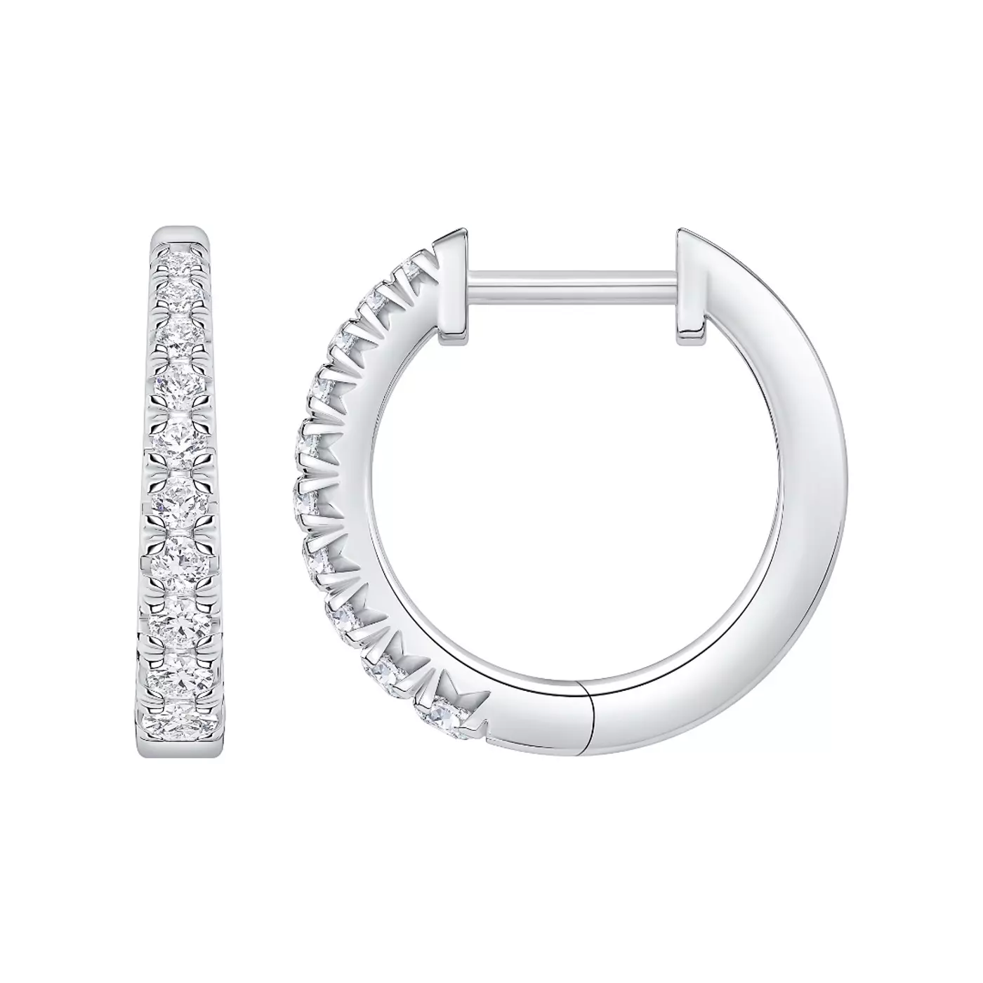 French Pavé Graduation 14K White Gold Engagement Ring