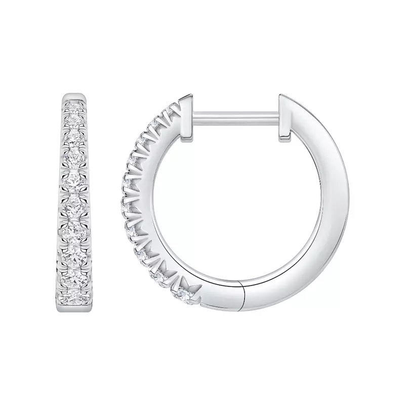 14K White Gold Graduated Lab Diamond Hoops