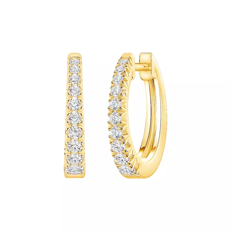 14K Yellow Gold Graduated Lab Diamond Hoops