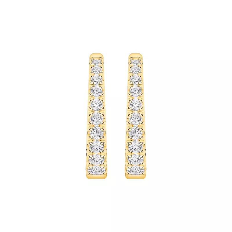 14K Yellow Gold Graduated Lab Diamond Hoops