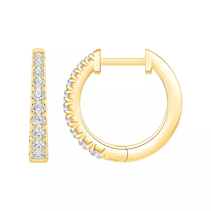 14K Yellow Gold Graduated Lab Diamond Hoops