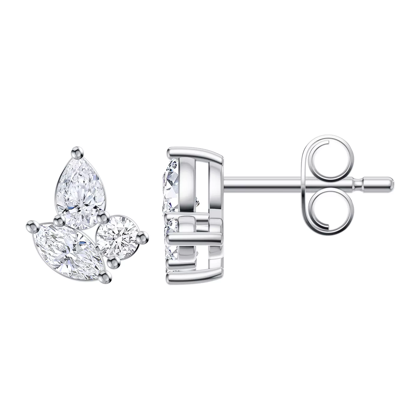 Mixed-Shape Cluster 14K White Gold Engagement Ring