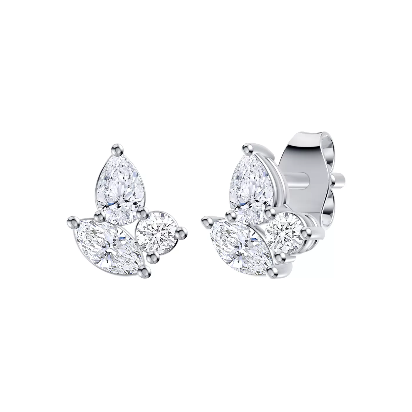 Mixed-Shape Cluster 14K White Gold Engagement Ring