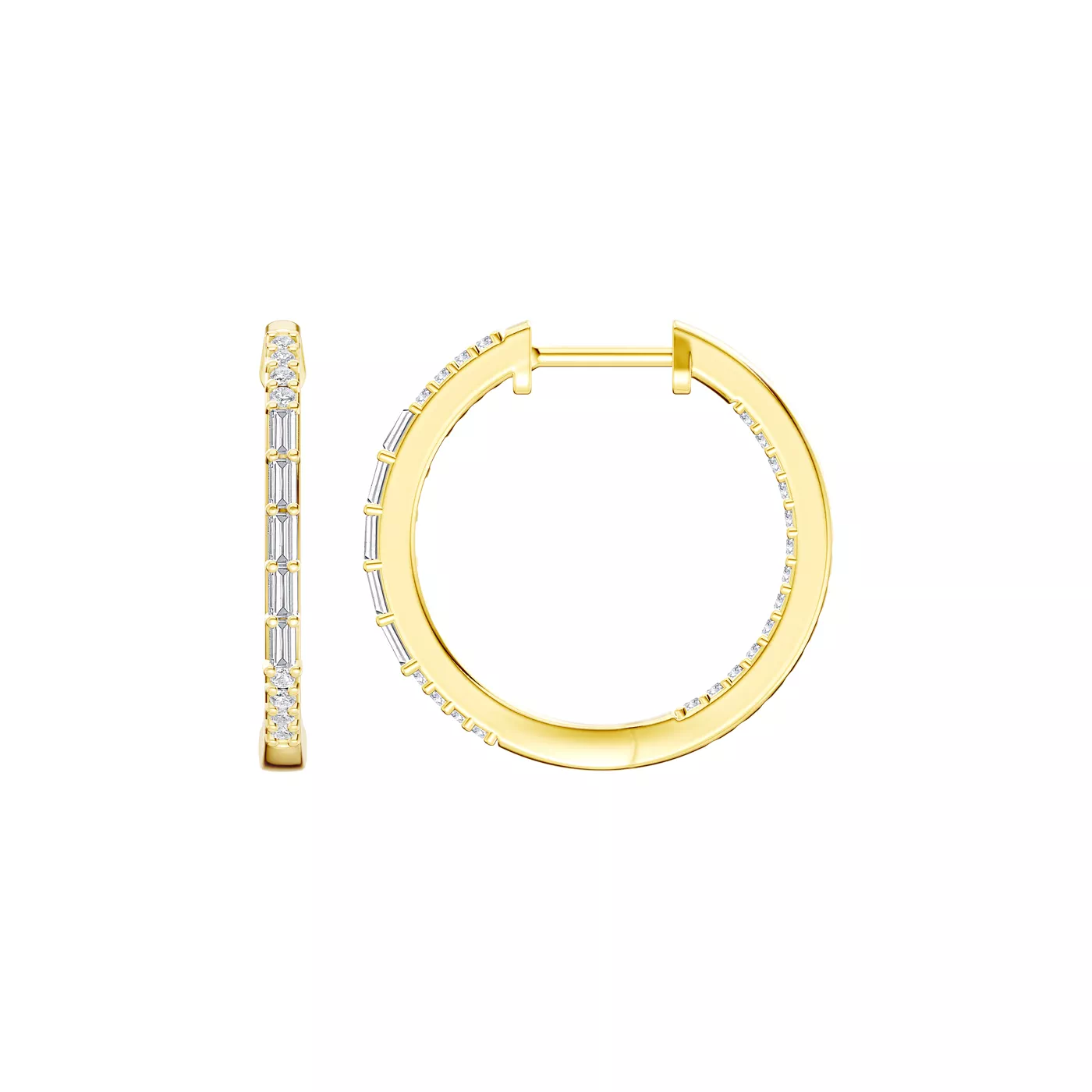 Baguette Highlight Pavé Hoop 14K Yellow Gold Engagement Ring