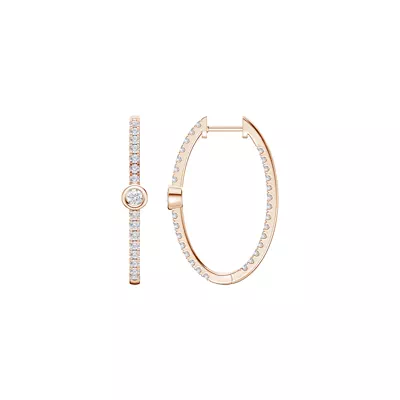 Embliss Round Bezel Pavé Lab Hoops (1 ct. tw)